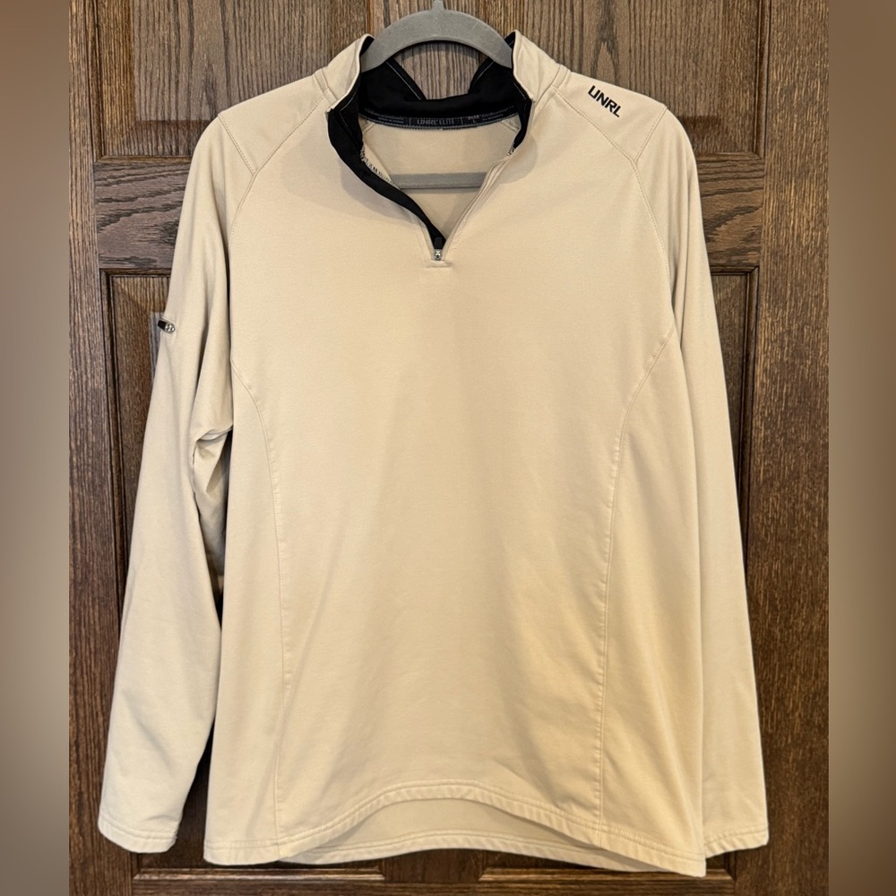 UNRL Men's Women’s Unisex Beige Taupe Quarter-Zip Pullover Size Large